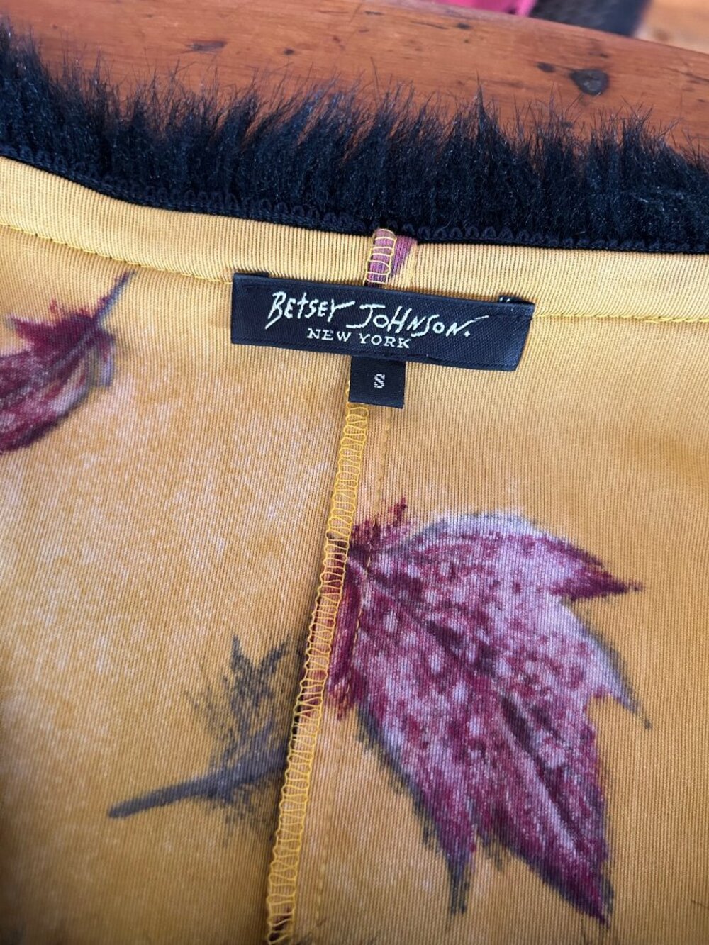 ***SOLD***Vintage Betsey Johnson New York Feather Velvet Dress - Picture 9 of 9